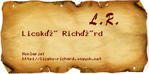 Licskó Richárd névjegykártya